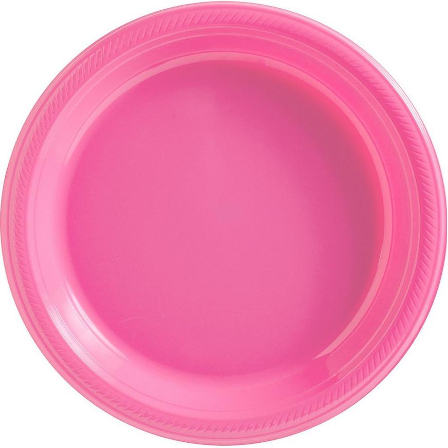 Bright Pink Plastic Dinner Plates 20ct